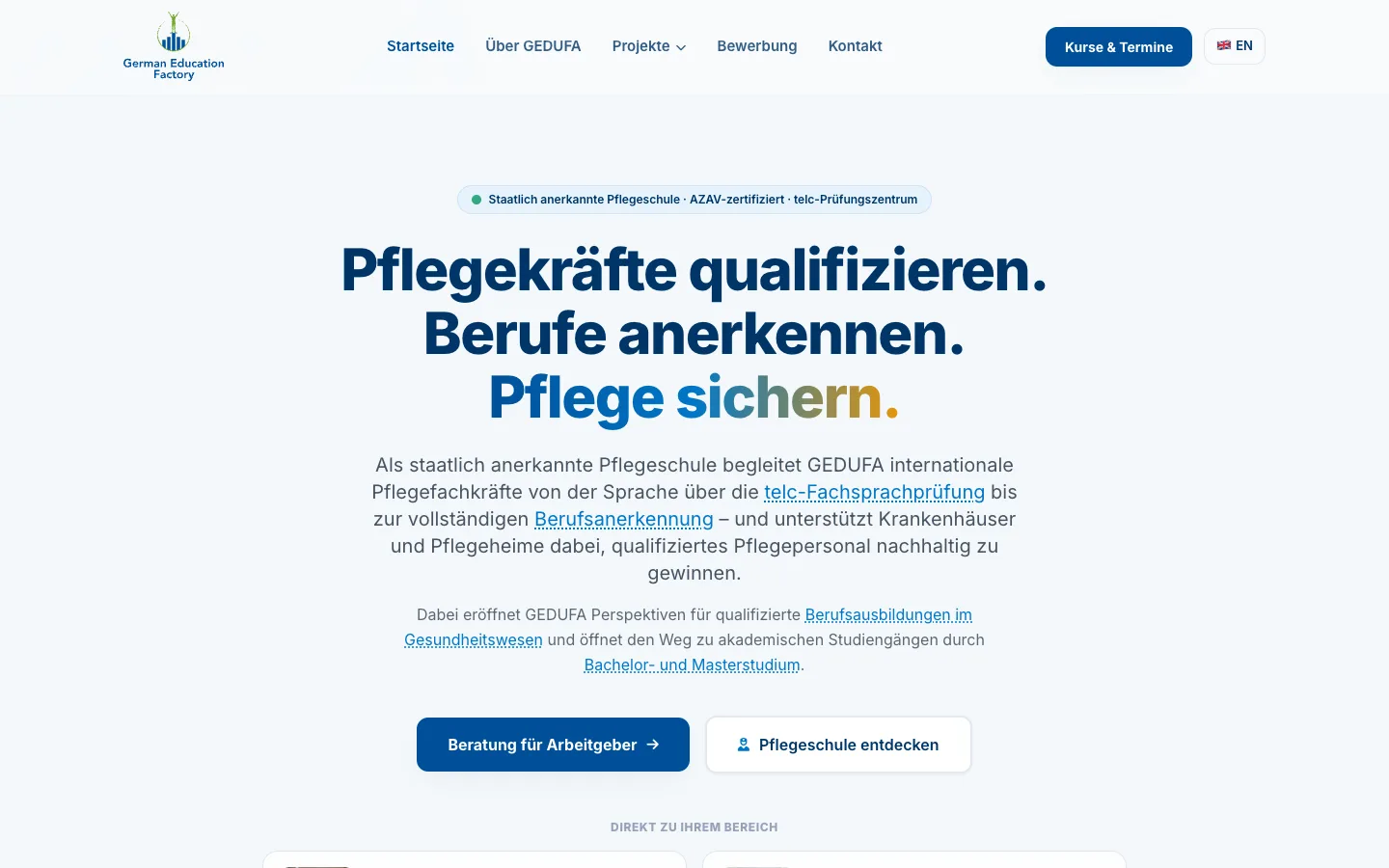 Screenshot der GEDUFA-Website