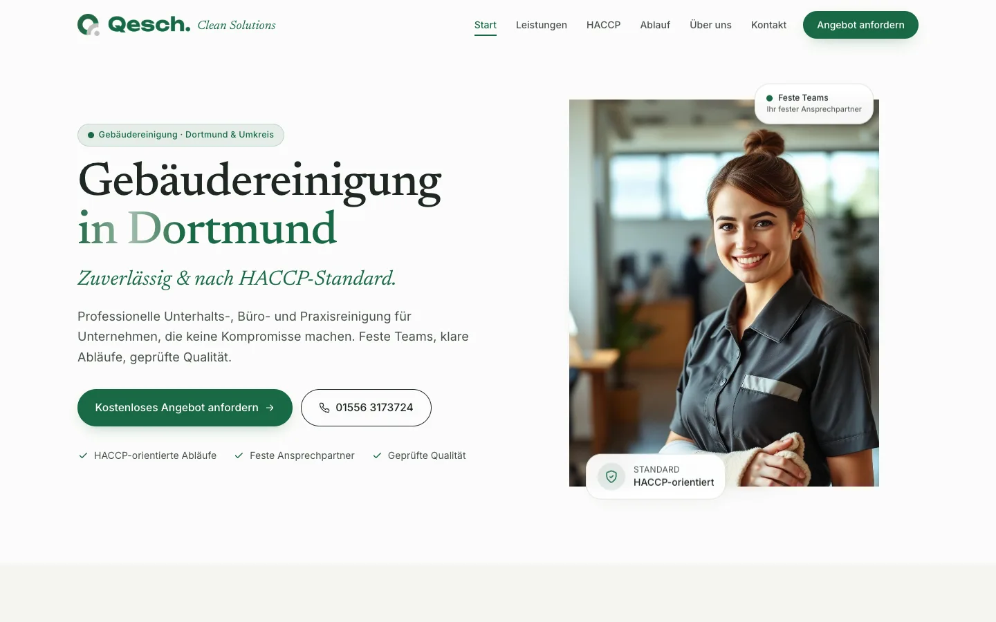 Screenshot der Qesch Gebäudereinigung Website